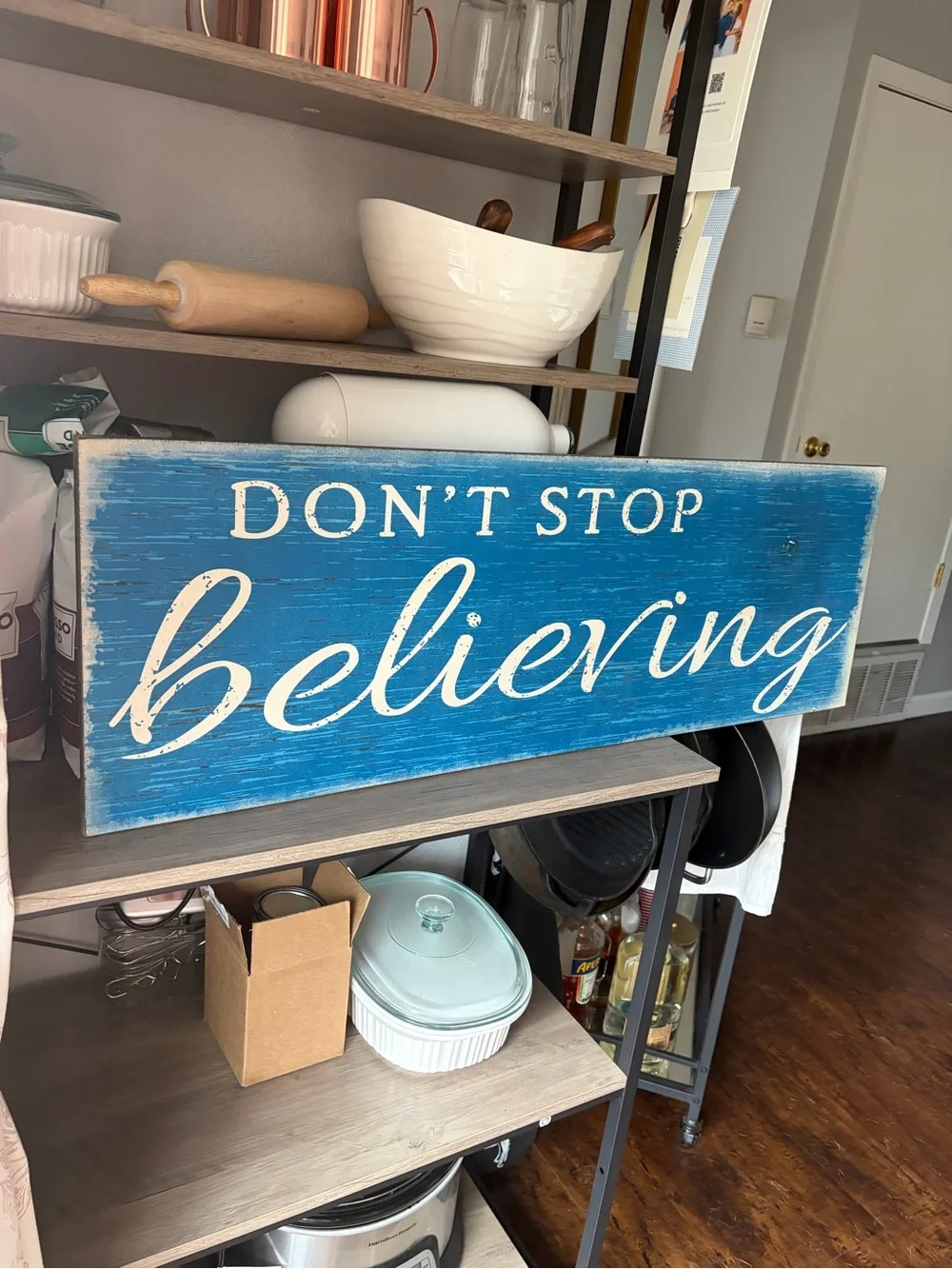 Don't Stop Believin' Blue Wall Sign by